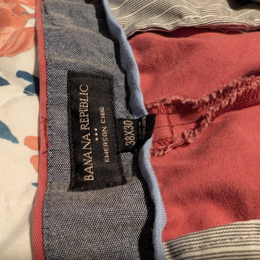Banana Republic Coral and Blue Chinos